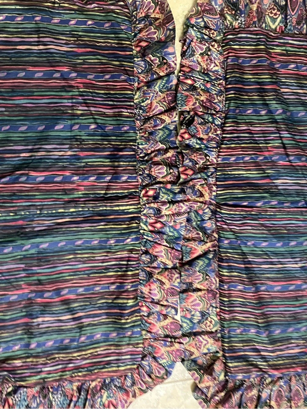 2 ViTG 90s Grandmillennial King Mix Print Jewel Tone Ruffle Trim Pillow Shams